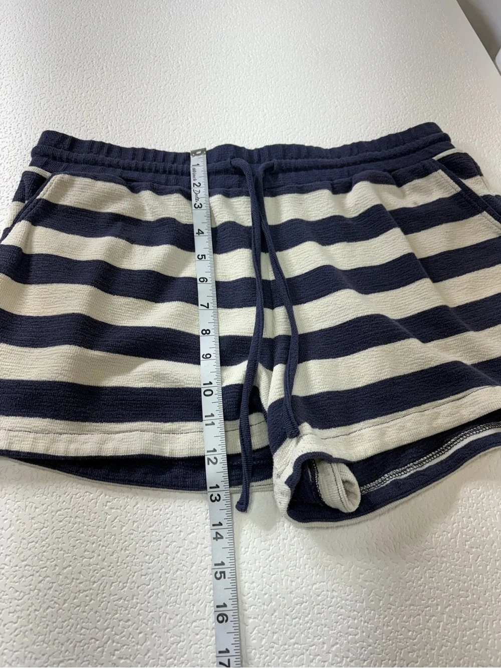 Maurices Navy & White Striped Knit Drawstring Athletic Shorts 3129